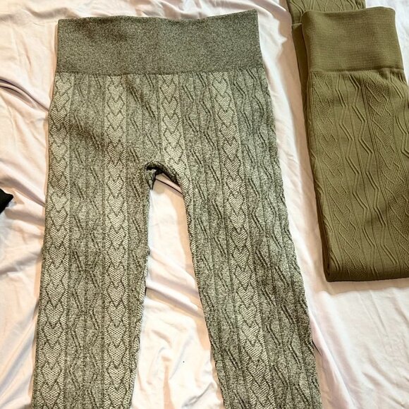 THREE pairs French Laundry brand Fleece-Lined Leggings (Blk, Brn, Gry) L/XL - Picture 3 of 13